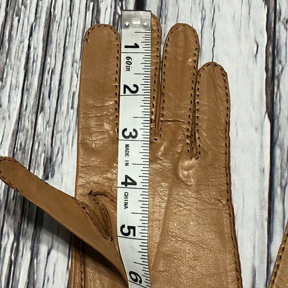 Vintage 60’s Leather Gloves Camel Brown Tan New Vtg New Old Stock Size Small - Picture 5 of 7